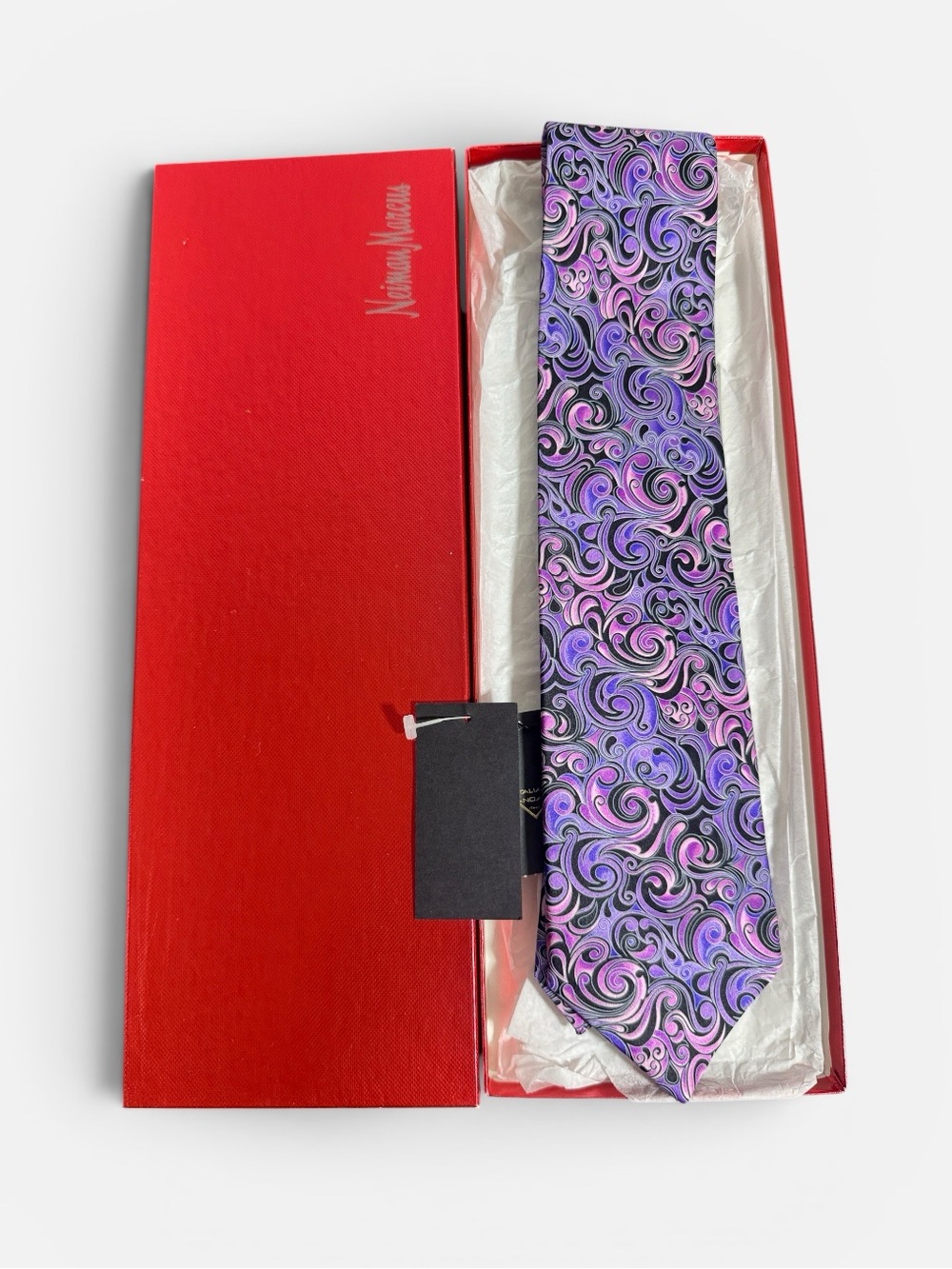 NEW Vitaliano Pancaldi men’s purple abstract colorful 100% silk luxury tie NWT